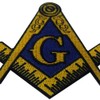 Masonic Logo Embroidered Iron On / Sew On Patch, Yellow