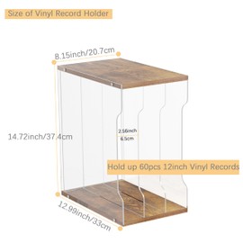 ihomecooker Now Playing Vinyl Record Stand,Record Stand Display Record Cube Storage,3-square grid Natural Wood hold up 60 Records(12IN)