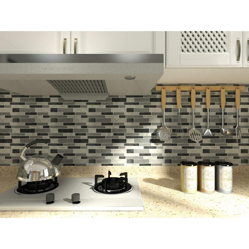 LONGKING Peel & Stick Backsplash Tile for Kitchen, Gray Stick
