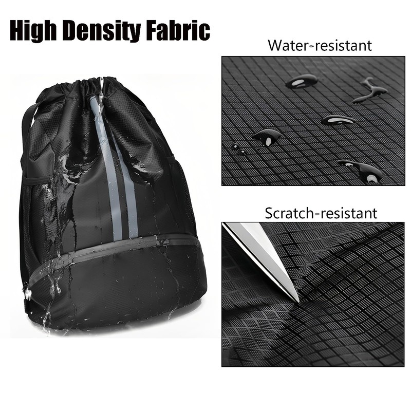 Sports Drawstring Backpack – Water-Resistant Gym Bag with Shoe Compartment
