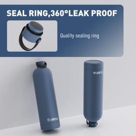 Exllena Insulated Water Bottles 1.5l with Handle Lid and Carabiner, Double Wall Vacuum Drinks Bottle Keeps Drinks Cold 24 Hrs/Hot 12 Hrs, Stainless Steel Water Bottle BPA Free(Whale Blue)