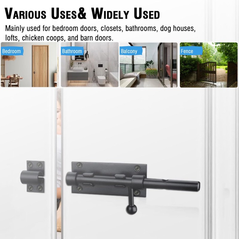 Slide Bolt Gate Latch, 6.3 Inch Heavy Duty Solid Stainless