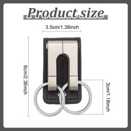 ANATTASOUL 2 Pcs Belt Key Holder for Men Women Heavy Duty Keychain with 2 Detachable Clips Durable Black Sliver Belt Loop Keychain Rings Keeper Pocket Key Hook for Pants for Chain Accessory