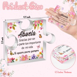 Yopyame Spanish Grandma Birthday Gifts - Regalos para Abuela Acrylic Puzzle Plaque Keepsake Paperweights Gifts for Grandma in Spanish Christmas Mothers Day Gift for Grandma from Granddaughter Grandson