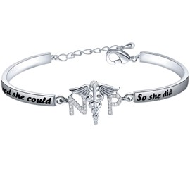Pulsera de enfermera profesional de HOLLP con texto en inglés «She Believed She Could So She Did»
