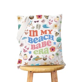 WCGXKO Beach Vacation Gift Summer Beach Trip Gift Resting Beach Canvas Shopping Bag Tote Bag (IN MY BEACH Tote)