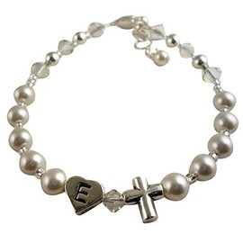 You Design Girls Sterling Silver Initial Cross Bracelet
