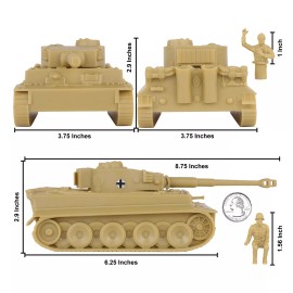 BMC CTS WW2 German Tiger I Tank Classic Toy Soldier TAN Plastic Army Vehicle