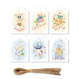 Graduation Gift Tags 48 PCS,Congrat Graduate Labels with String,6 Designs Happy Graduation Thank You Gift Tags Kraft Paper Price Tags for Calss of 2024 Graduation Congratulations Party Present Decor