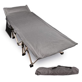 REDCAMP Folding Camping Cots for Adults with Mattress Pad, Soft and Comfortable for Outdoor Indoor Office Sleeping (Grey Thicker Pad, Grey Heavy Duty Cot)