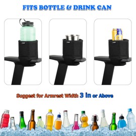 Cosmos Arm Chair Cup Holder Armrest Water Bottle Holder Drink Beverage Can Stand for Armrest Chair, Recliner, Gaming & Office Chairs, Foldable Felt Armchair Coaster Rack, Black Color