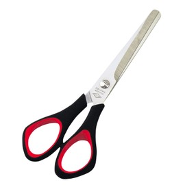 Wedo Universal Scissors, Stainless Steel, Round Plastic 9766 All-Purpose Shears Soft Grips 15.5 cm Black/Red