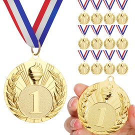 GeeRic Gold Medal for Children, Pack of 12 Winners Gold Medals for School Children Winner Medals Super Medals Podium Children's Birthday Children Love These Medals