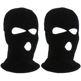 Xrten 2 Pieces 3-Hole Full Knitted Balaclava, Ski Knitted Balaclava, Ski Mask Winter Outdoor Sports, Breathable Black Mask, Full Face Cover for Men and Women, black
