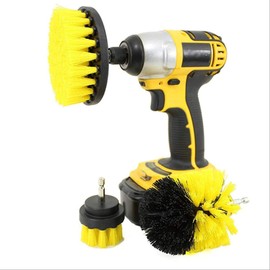 Drill Brush Attachment Set 3 Pack-Power Scrubber Cleaning Kit for Car Detailing, Bathroom Surfaces, Kitchen, Shower, Car Wheels, Seats, Tile, Floor, Grout All Purpose - Yellow