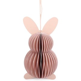 Kagzi's Easter Decoration Pink Honeycomb Bunny Party Decoration Paper Bunny Pom Pom Paper Bunny with Legs for Home Decor- Pack of 4