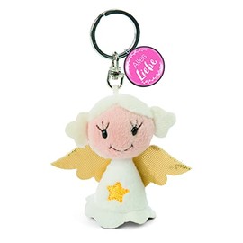 NICI 47526 Key Ring Star 7 cm Love - Lucky Charm Angel Lanyard, Keychain & Key Chain - Guardian Angel Pendant, White/Gold