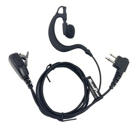 Maximal Power REH2 2-Pin Adjustable C-Shaped Earpiece with Rubber Earhook/Earbud for Motorola Two-Way Radio (Black)