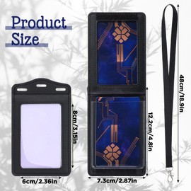 Trifold Badge Holder, Leather Badge Holder with Lanyard with 3 Card Slots Heavy Duty Id Card Holders for Nurse Teacher School Medical Law Enforcement