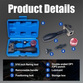 Universal Automotive Brake Pipe Flaring Tool Kit, Single Double Brake Lines 3/16" Double Flaring Tool for Vehicle Brake Lines Repairing Copper Pipe Flaring
