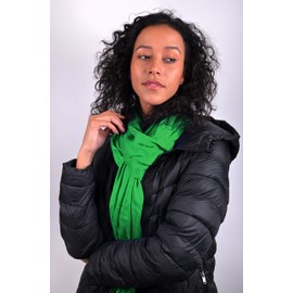 boxed-gifts Soft & Silky 100% Pashmina Scarf with Tassels - Elegant Scarf Shawl Wrap + Lightweight Solid Scarf for Women-Green Scarf