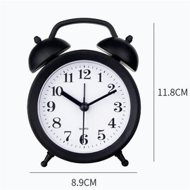 TXY Kids Alarm Clock - Double Bell Classic Home Cute Battery Operated Analog Mini Round Bedside Desk Alarm Clock - Pink