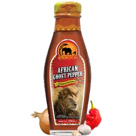 African Ghost Pepper Hot Sauce by African Dream Foods | Extremely Spicy Sauce | Vegan, Non-GMO | Glass Bottle, 5 fl oz