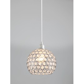 Loxton Lighting - Globe Shaped Pendant Light Shade Clear Jewels with Silver Wire and Chrome Frame BC Shade Ring Ceiling Light for Bedrooms, Lounges, Halls, Kitchens