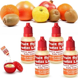 4 Pack Fruit Fly Trap Refill Liquid, 0.68oz/ Bottle Liquid Fruit Fly Traps for Indoors Non Toxic Safe Near Food, Effective Lure Refill for Indoor and Kitchen Use, Red - Color: 8