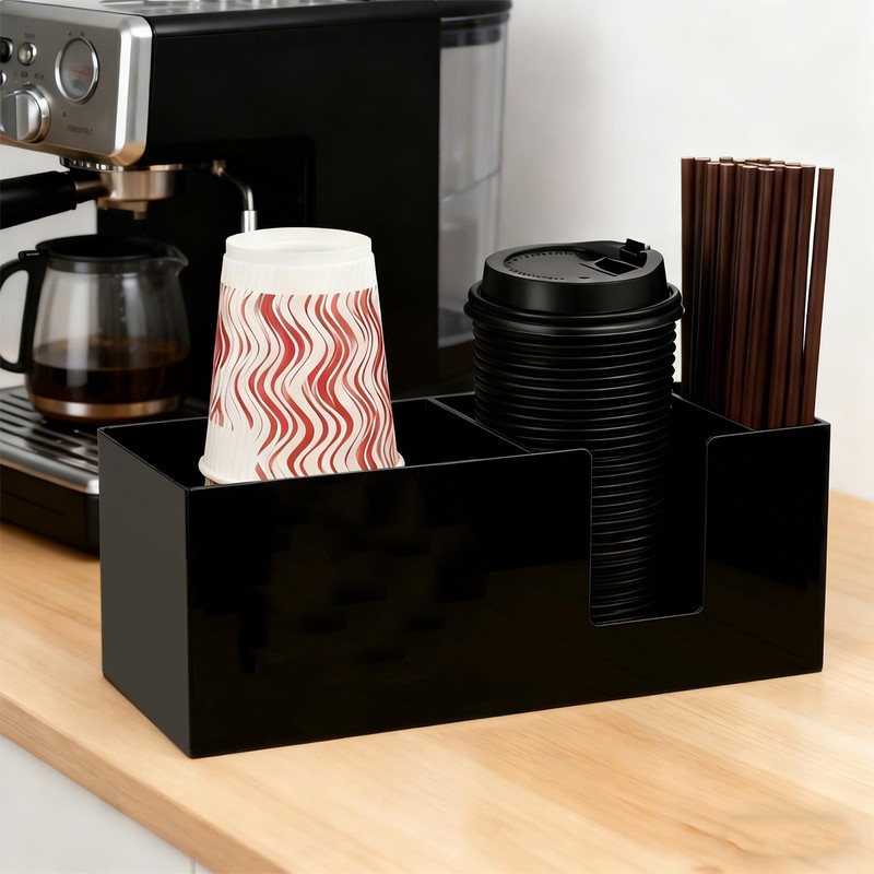 Coffee Cup Holder for Countertop, Acrylic Disposable Cup Organizer Black