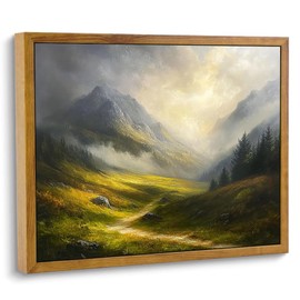 ARTZIO Farmhouse French Countryside Framed Wall Art,Vintage Giant Mountain Oil Painting Wall Decor, Clouds Trees Sky Nature Aesthetic, Bedroom Living Room Decorativos, 8x10 Inch, Ready To Hang