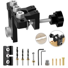 High-end woodworking 3-in-1 dowel clamp set - additional embedded part hole punch, 8/10/15mm drill bit, precision processing, woodworking DIY (3-in-1 Pin Clamp Kit+Locator)