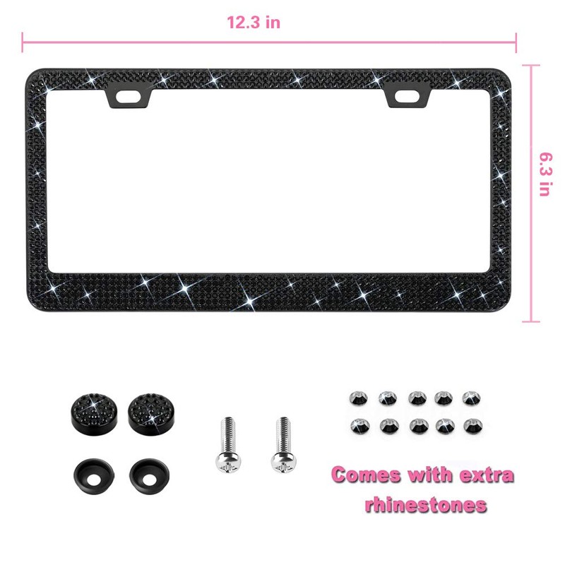 Bling License Plate Frame for Women, 1PCS Sparkly License Plate