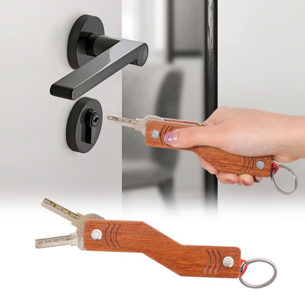 Key Aid with Grab Aid Wood - Key Turner Holder - Rotating Aid Holds 3 Keys for Key Fobs for Older