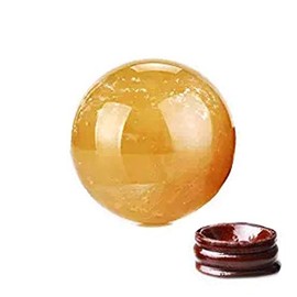 Feng Shui 1.6" Yellow Natural Citrine Crystal Sphere Ball for Wealth and Protect The House
