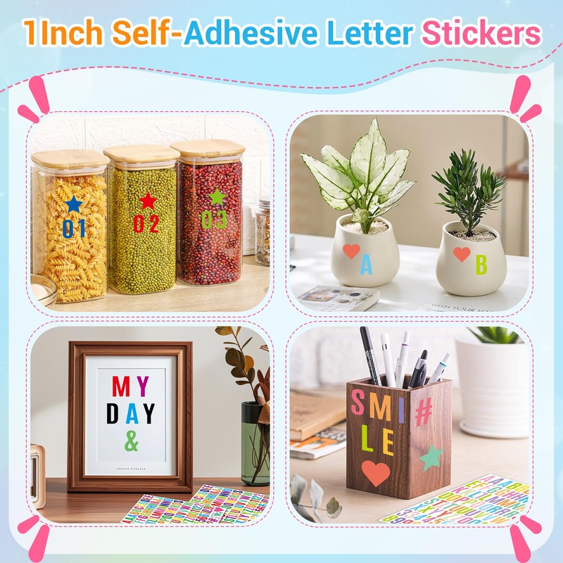 1470Pcs Letter Stickers Alphabet Stickers Vinyl Self Adhesive Mailbox Numbers,15