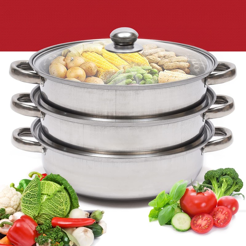 3 Tier Layer Stainless Steel Steamer Pot For Cooking With