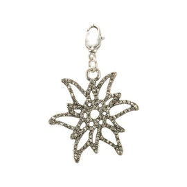 Alpenflüstern AAH149 Costume Pendant Glitter Edelweiss for Charivari or Costume Necklace (Antique Silver-Colour), Non-precious metal