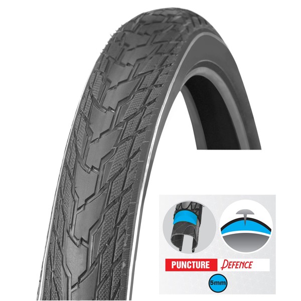 Tire Bicycle, Street 26 x 1.75 Inch Puncture Resistant 5mm, Puncture Guard, Thorn Resistant, Comfortable Ride by Biria, Hybrid Bike Tread tire, by Biria