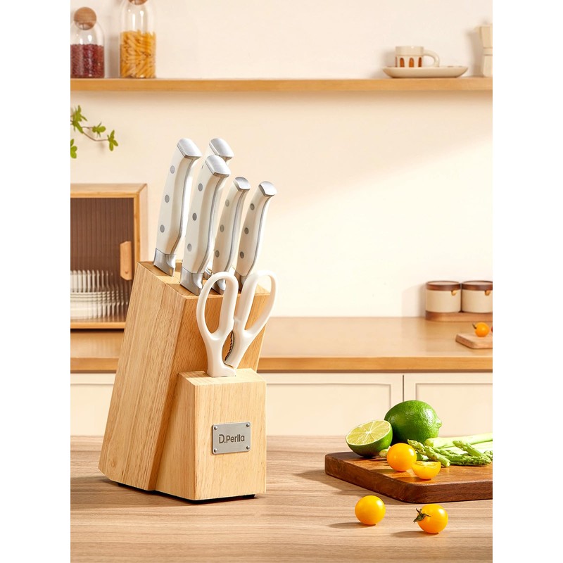 Knife Set, D.Perlla 7 Pieces Kitchen Knife Set with Built-in