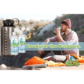 125 ml Chlorine Dioxide Kit with Water Bottle and Accu-Drop lids | w/HCL 4% and Sodium Chlorite - Ideal for Hiking, Travel, Camping Essentials, Survival Kits by CDS