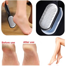 Heel Exfoliating Foot Care Stainless Steel Foot Exfoliating Remover File Washable Cover Included Micro Cutter Sharpener Brush (BLACK)