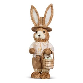 The Bridge Collection Farmhouse Easter Bunny Decoration - Vintage Style Spring Rabbit Figurine - Rustic Holiday Home Decor