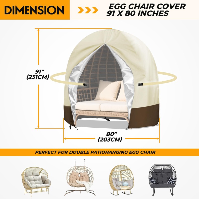 Double Egg Chair Cover Waterproof 420D Oxford Hanging Outdoor Furniture