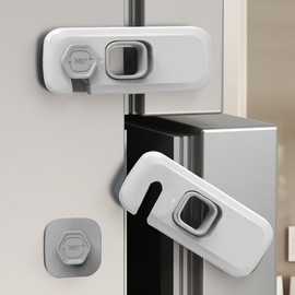 5 Pack Childproof Refrigerator Lock, Fridge Lock for Child Safety, Cupboard Locks for Children, Cabinet Cupboard Lo-ck for Toddlers, Multi-Purpose Safety Locks Easy to Install, No Tools Need or Drill