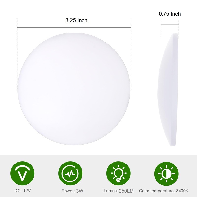 KICORED 12V RV LED Light Interior,3.25 Inch Ceiling Dome Puck