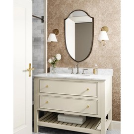 Irregular Dark Oil Rubbed Bronze Arched Metal Bathroom Mirror Accent Asymmetrical Dark Bronze Wall Mirror for Dresser, Mantel or Bedroom