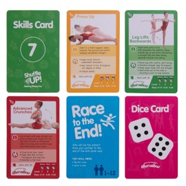 Shuffle Up Shuffle Up Gymnastics Card Games - 70+ Fun & Active Skills Cards for Kids, Fitness Cards Develop Fundamentals, Stamina & Strength, Easy to Play for Kids | Multiple Skill Level Card Include 2 Dices