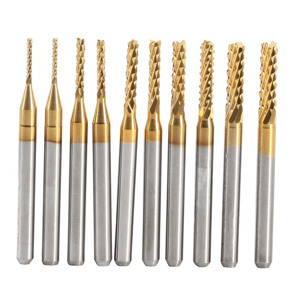 10 Pieces Milling Cutter 1.0-3.0 mm Titanium Coated End Mill