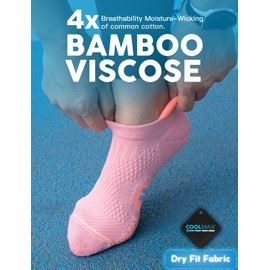 Juclise Coolmax Bamboo Viscose Compression Running No Show Socks Women, Moisture Wicking Cushion AntiBlister Workout Athletic(US, Alpha, Medium, Regular, Regular,Bright Lilac+Aqua+Dusty Pink